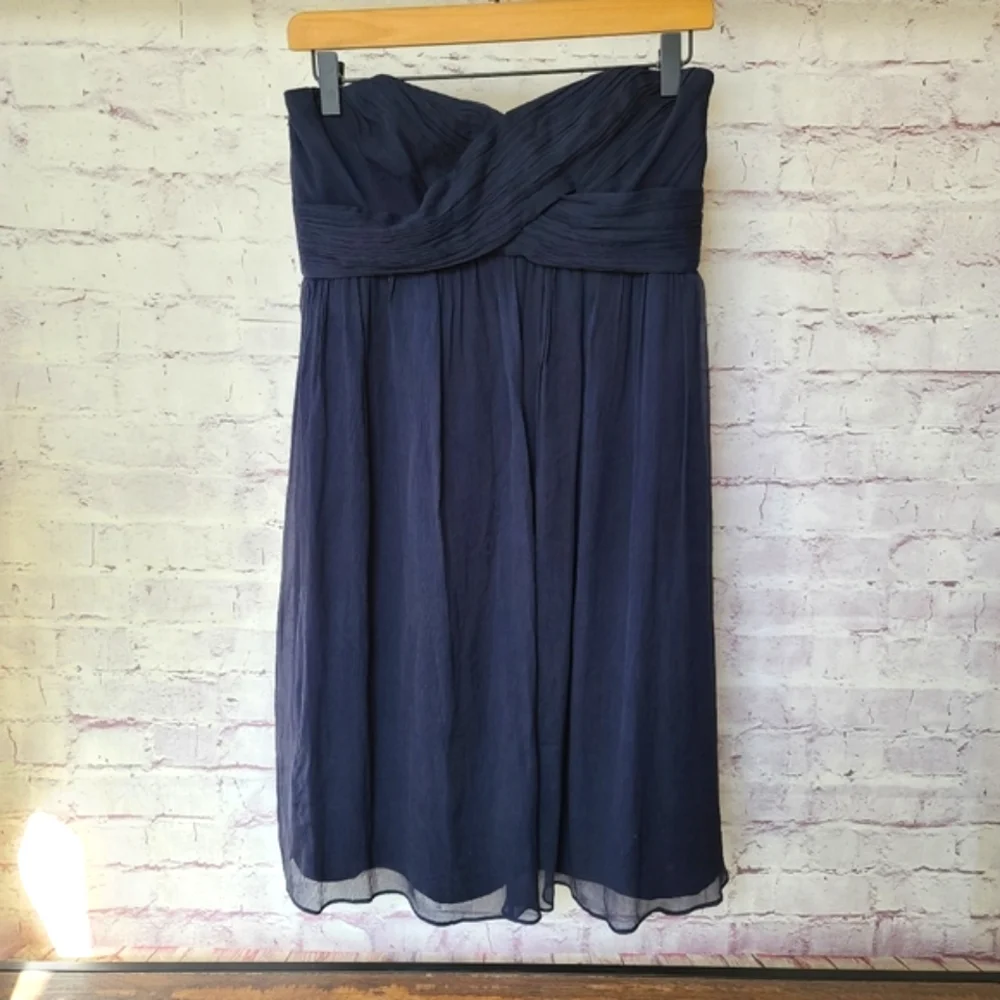 J. Crew Navy Silk Chiffon Strapless Dress Cocktail Special Occasion Bridesmaid 4
